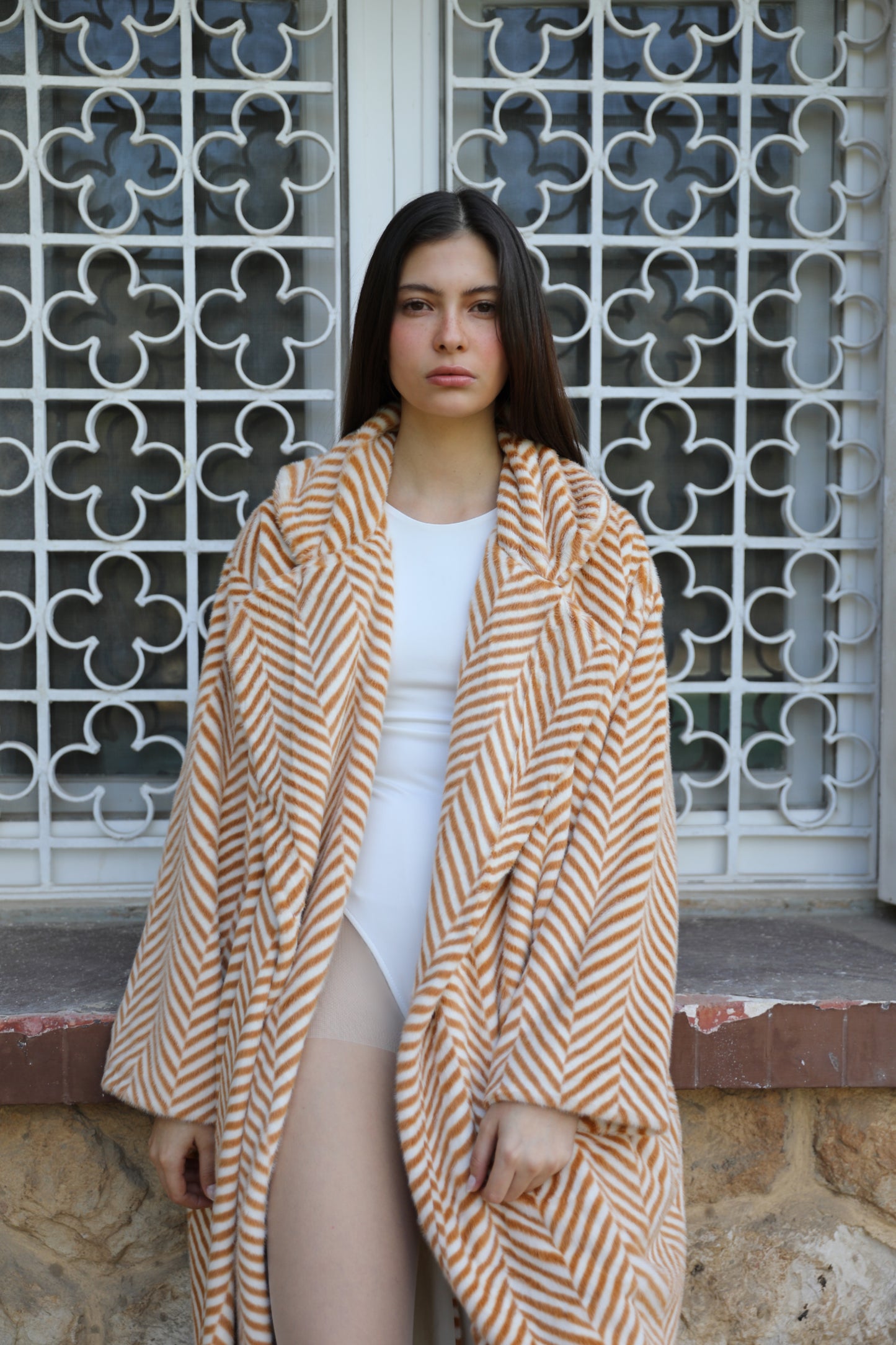 The Sand Chevron Coat