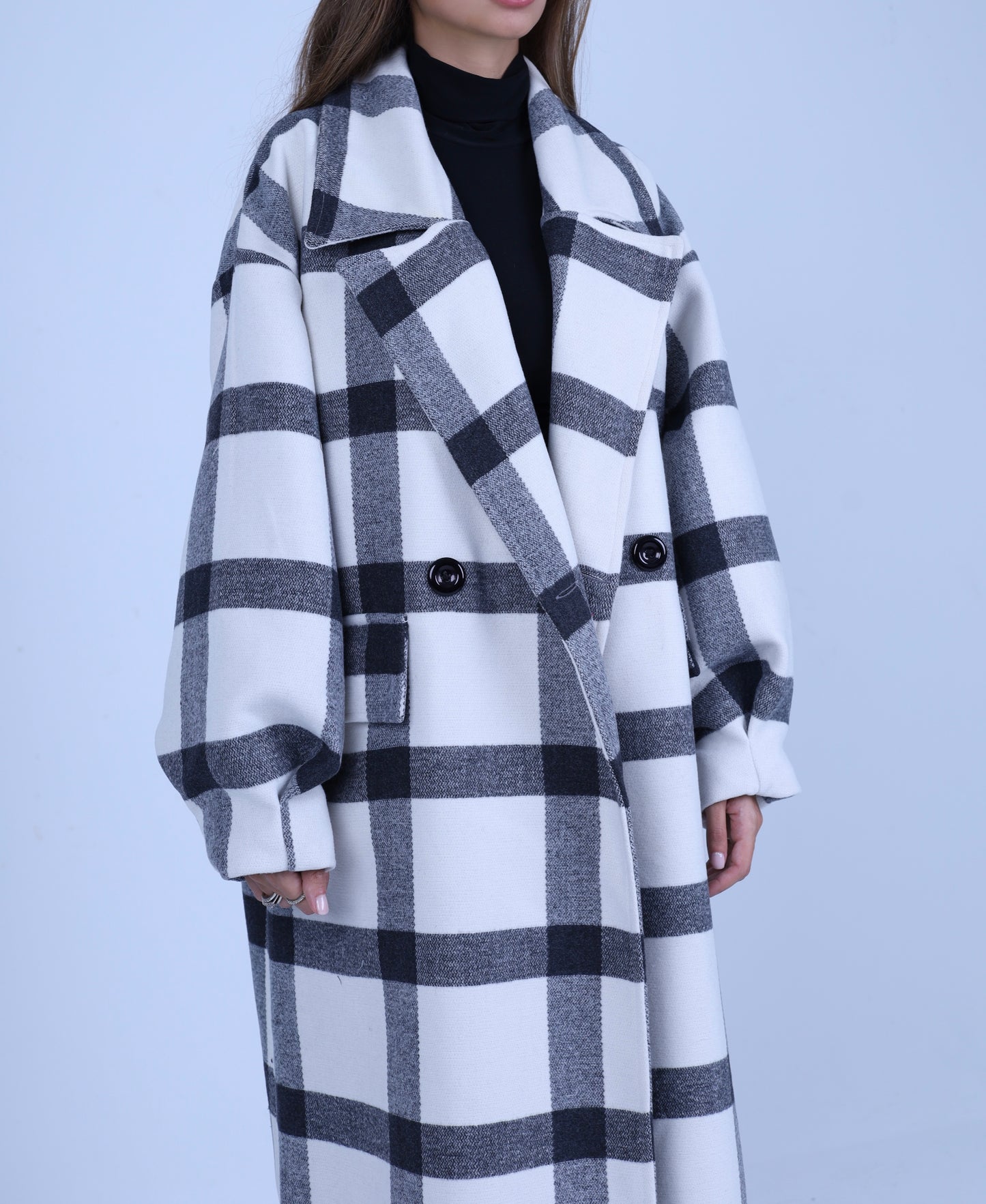 The Oversized Wool Checked Coat