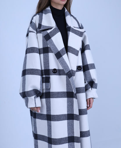 The Oversized Wool Checked Coat