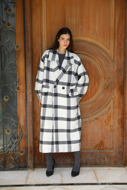 The Oversized Wool Checked Coat